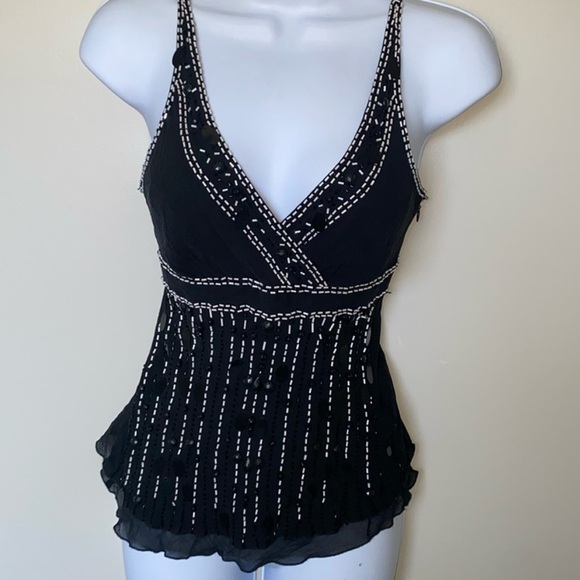 Bebe Vintage Y2K Black and White Beaded Top - Picture 1 of 6
